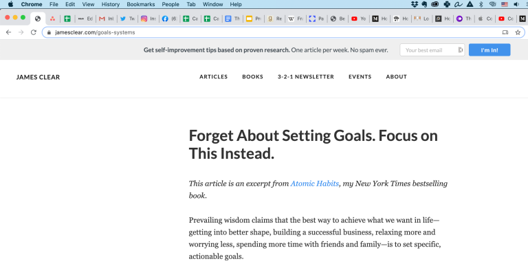 Browser with multiple tabs open and an article in the current tab